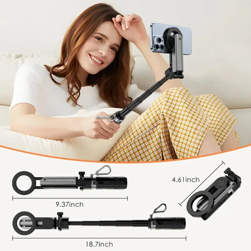 Miniatura 8 de CloudValley Mini trípode magnético para selfie, trípode para teléfono de tamaño de bolsillo 4 en 1 con rotación de 360°, control remoto Bluetooth