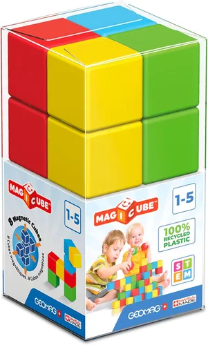 Geomag Magicube 8 bloques magnéticos – Bloques de construcción magnéticos para niños de 1 a 3 años, juguetes Montessori para niños de 1 año en
