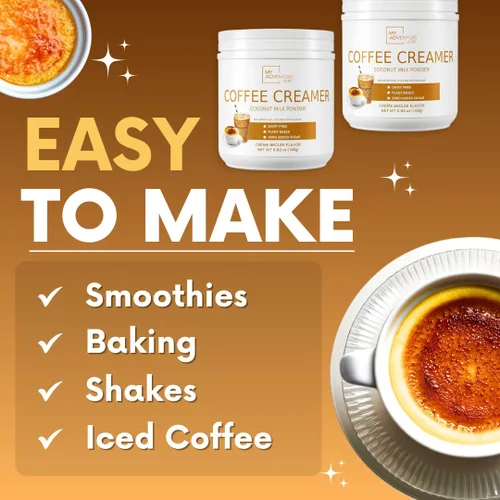 Miniatura 4 de Crema de café en polvo sin lácteos, crema en polvo sin azúcar para café caliente o helado, crema keto para mujeres y hombres, crema de coco baja