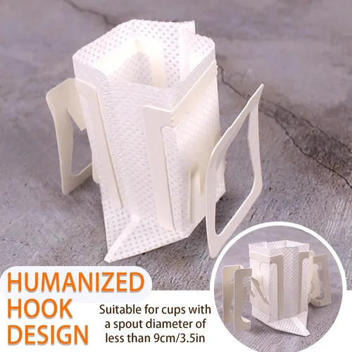 Miniatura 3 de Paquete de 50 bolsas de café portátiles para colgar en las orejas, bolsa de papel desechable de filtro de café de una sola porción para viajes