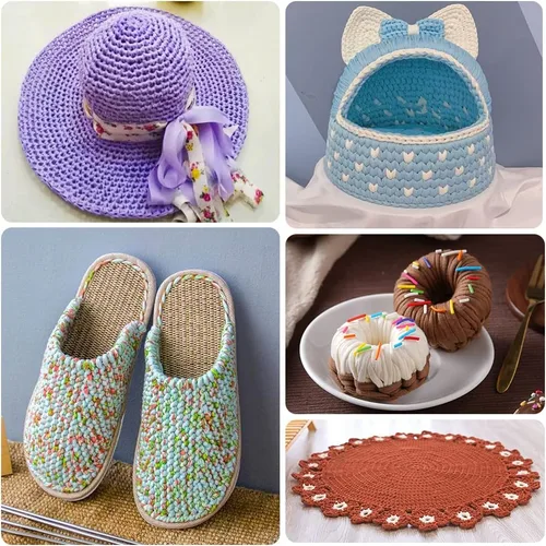 Miniatura 5 de 2 piezas de tela elástica para camisetas, hilo de crochet para tejer DIY, hilo de punto grueso tipo espagueti para proyectos de bolsos, mantas