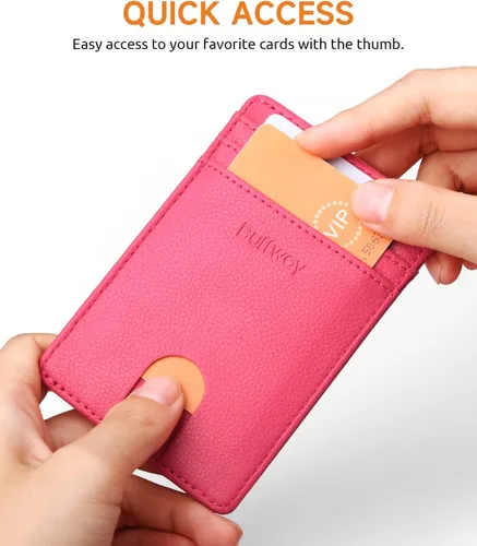 Miniatura 75 de Buffway Billetera delgada para hombre, minimalista con bolsillo frontal delgado, tarjetero de cuero con bloqueo RFID para viajes de trabajo