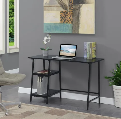 Miniatura 2 de Convenience Concepts Designs2Go - Escritorio de metal de madera con caballete, color negro