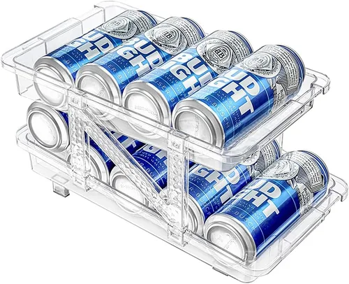 Miniatura 11 de Xicennego Juego de 2 organizadores de latas de soda ajustables para refrigerador, armarios, encimeras, dispensador de latas de bebidas para Claro