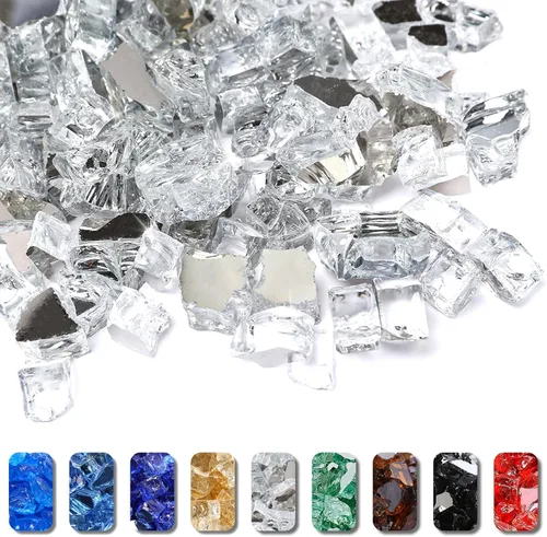 Miniatura 15 de GRISUN Vidrio de fuego azul océano Pacífico para hoguera, 10 libras 1/2 pulgada rocas de vidrio templado para chimenea natural o propano, seguro
