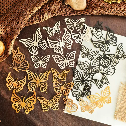 Bomichi 30 piezas de papel de mariposa vintage cortado con láser para álbumes de recortes, fabricación de tarjetas, decoraciones de boda, diarios y