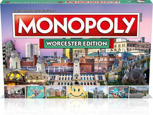 Miniatura 6 de Monopoly Board Game Worcester Edition: 2-6 jugadores Juegos de mesa familiares para niños y adultos, juegos de mesa para niños de 8 años