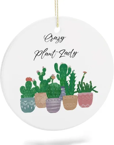 Miniatura 8 de Adornos de plantas para árbol de Navidad, decoración de Navidad de señora de plantas locas, bonitos y divertidos adornos de cerámica para amantes