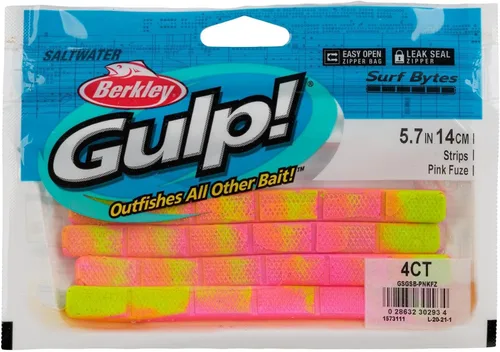 Miniatura 4 de Berkley Gulp! Surf Bytes Tiras Pesca Cebo Suave Rosa Fuze
