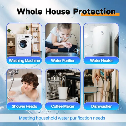 Miniatura 2 de PUREPLUS Filtro de agua para toda la casa de 1 etapa, con filtro de agua reductor de hierro y manganeso, carcasa universal de cartucho de 10" x