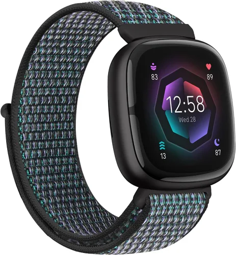 Miniatura 16 de Correas de nailon compatibles con Fitbit Versa 4/Sense 2/Versa 3/Fitbit Sense, correa de repuesto ajustable deportiva suave transpirable