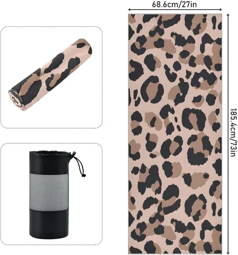 Miniatura 2 de ALAZA Toalla de yoga con patrón de leopardo de animales vintage, antideslizante, suave, absorbente, toalla para yoga, ejercicio caliente, pilates