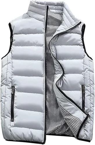 Miniatura 9 de Feiairuike Abrigos de chaleco acolchados para exteriores con cuello alto para hombre