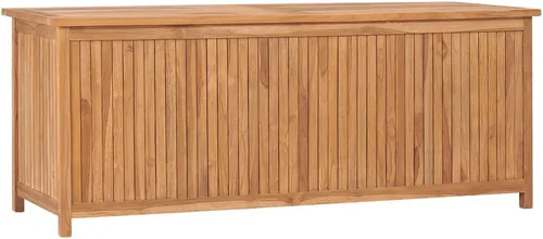Miniatura 12 de Banco de almacenamiento de madera maciza para exteriores, caja de almacenamiento de madera maciza de teca para jardín, caja de almacenamiento