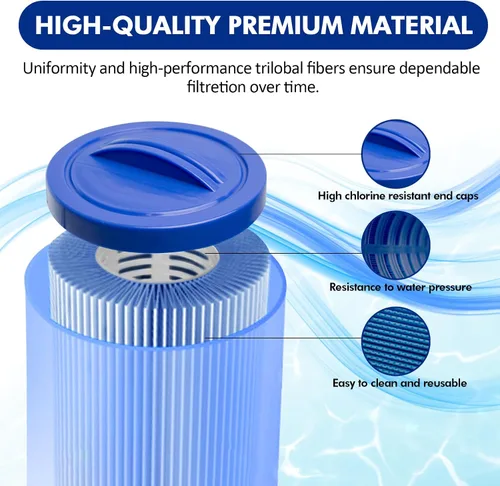 Miniatura 5 de Paquete de 2 cartuchos de filtro de piscina 4CH-949 de repuesto para Pleatco PWW50L, Filbur FC-0172, Waterway Teleweir 50, Rising Dragon 50