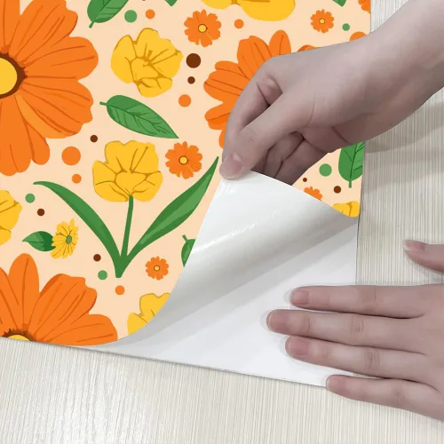 Miniatura 8 de Papel tapiz floral vintage para despegar y pegar, flores amarillas brillantes, autoadhesivas, removibles, adhesivos de pared para gabinetes