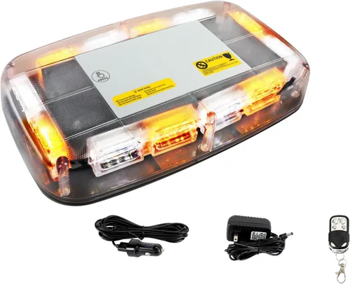 Luz estroboscópica recargable para techo, ámbar y blanca, de emergencia, inalámbrica, con batería, 17 modos de parpadeo, brillo alto y bajo, luces