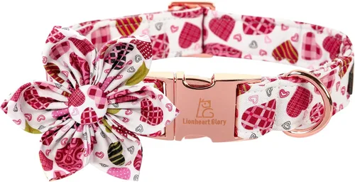 Miniatura 27 de Lionheart glory Collar de lazo para perro para el día de San Valentín, collar de perro para perros grandes, collares de perro con corazones con A
