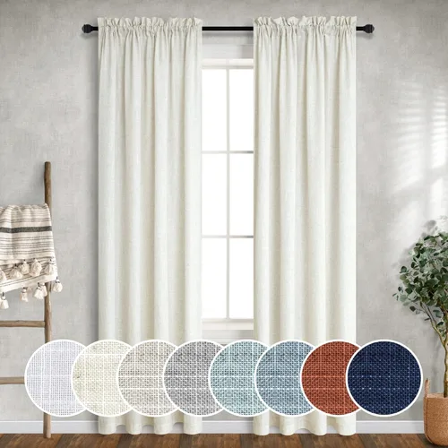 Miniatura 51 de Cortinas blancas puras de 38 pulgadas de ancho para dormitorio, juego de 2 paneles de cortinas de privacidad con bolsillo para barra, cortinas