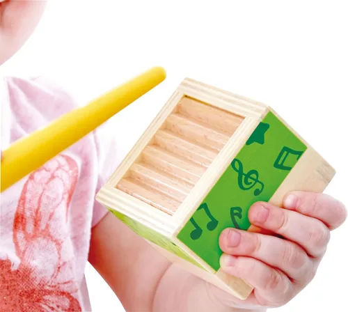 Miniatura 5 de Hape Juego de música apilable Caja musical colorida de 6 piezas, juego de madera para niños mayores de 18 meses