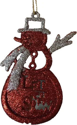 Miniatura 9 de Surtido de adornos de Navidad – Purpurina roja plateada y verde – Juego de 13 adornos de Navidad con purpurina – Muñecos de nieve – Feliz Navidad