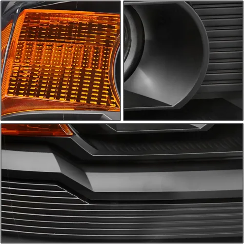 Miniatura 3 de DNA Motoring HL-OH-GMCS14-BK-AM Conjunto de faros delanteros con proyector lateral ámbar, carcasa negra [Para GMC Sierra 14-17]