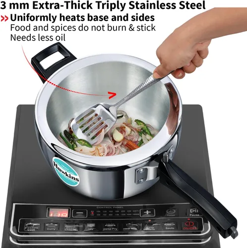 Miniatura 3 de Hawkins Olla a presión de acero inoxidable triple de 3,5 litros, cocina de tapa interior, plata (HSST35)