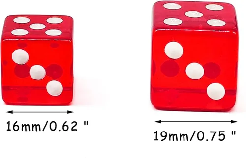 Miniatura 2 de Juego de 10 dados de 0.630 in de 6 caras D6 RPG D&D transparente rojo + bolsa