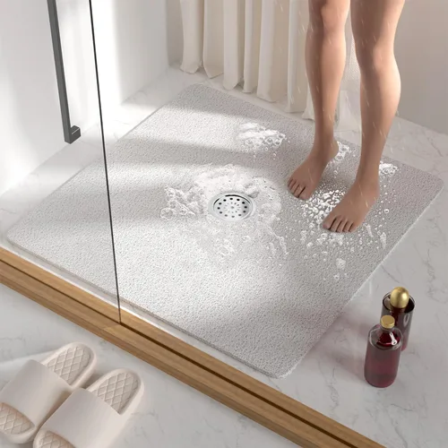 Miniatura 32 de HITSLAM - Tapete cuadrado para ducha, de 24 x 24 pulgadas, tapete de baño antideslizante para bañera, tapetes de baño de alcachofa de PVC suave
