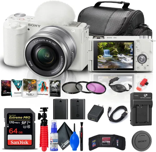 Miniatura 6 de Sony Cámara sin espejo ZV-E10 con lente de 0.630-1.969 in (negro) (ILCZV-E10L/B) + tarjeta de memoria de 64 GB + kit de filtro + software de foto +