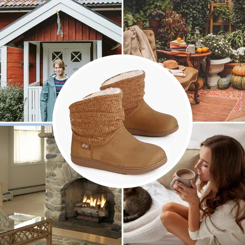 Miniatura 6 de LongBay Pantuflas de punto de chenilla cálidas para mujer, de espuma viscoelástica, cómodas, de gamuza, esponjosas, de espuma viscoelástica, botas