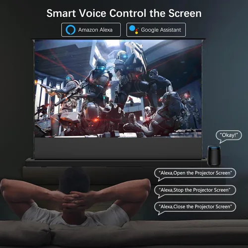 Miniatura 2 de IN&VI Pantalla de proyector motorizada para proyector de tiro largo/estándar, pantalla de cine para cine en casa, pantalla de proyector motorizada