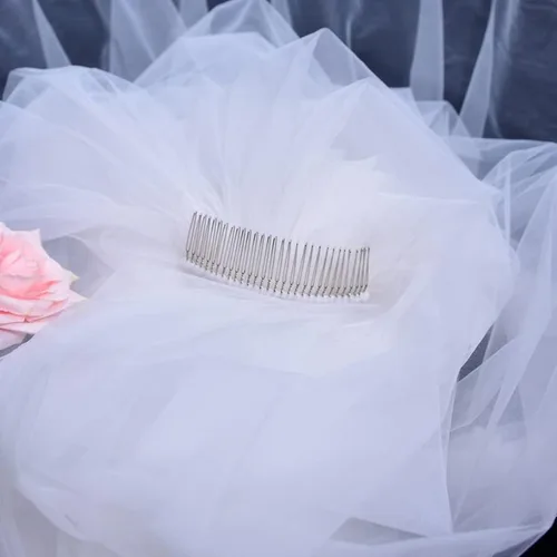Miniatura 6 de velo de novia de tul suave con longitud catedral para mujer 1 nivel con peine 350cm