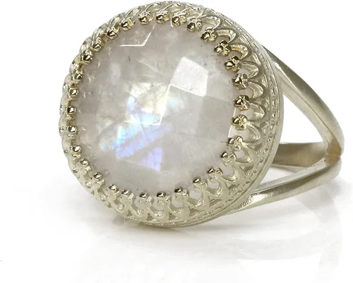 Anillo de piedra lunar fina – Piedra lunar arcoíris en plata de ley 925 – Encantadora joyería de piedra lunar hecha a mano – Anillo grande de piedra