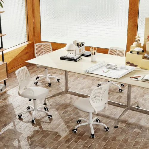 Homy Casa Silla de oficina ergonómica con cojín de tela transpirable y base giratoria ajustable para espacios de trabajo comerciales y oficinas en