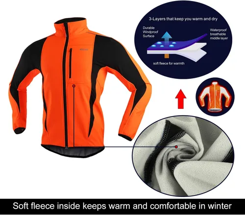 Miniatura 14 de Chaqueta térmica para ciclismo (tejido Softshell, resistente al viento, impermeable, 15K) de ARSUXEO