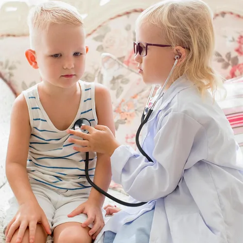 Miniatura 4 de Juguete de Estetoscopio para Niños, Paquete de 2 Estetoscopio de Enfermería Funcional Real para Niños, Kit Médico de Juguete para Niños Pequeños, M