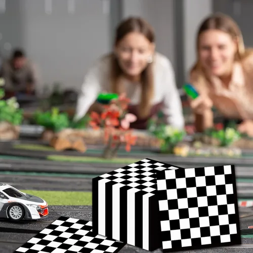 Miniatura 5 de 100 paquetes de servilletas de papel con bandera a cuadros en blanco y negro para fiesta de cumpleaños de coche de carreras, suministros desechables
