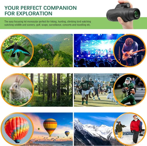 Miniatura 7 de Telescopio monocular de mano de 12 x 50 BAK-9 Monoscopio de prisma para observación de aves Caza Camping Viajar Observación de estrellas Vida