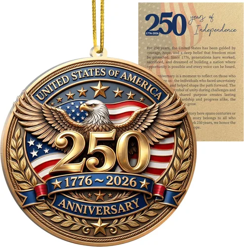 Miniatura 14 de Adorno de 250 aniversario de Estados Unidos, adorno para árbol de Navidad de Estados Unidos, 250 adornos de Navidad de bandera patriótica