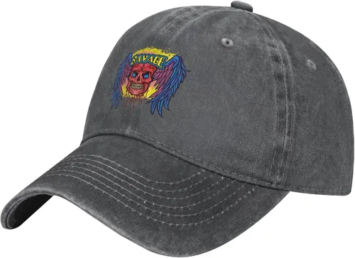 Cowboy Hat Trendy Hats for Man and Women Djustable Four Season Outdoor Baseball Cap of Hell Skull with Angel Deep Heather