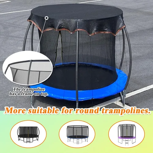 Miniatura 6 de Funda de sombra para cama elástica redonda de 10 pies, cubierta redonda para cama elástica al aire libre para protección solar y bloqueo de hojas