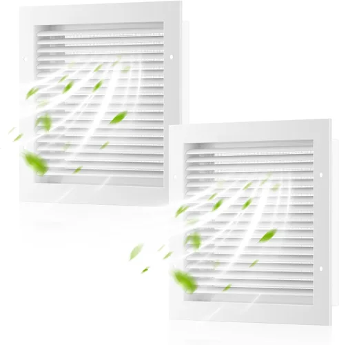 Miniatura 9 de Rejillas de ventilación de pared de 8 pulgadas de ancho x 8 pulgadas de alto, rejillas de ventilación Hon&Guan de aleación de aluminio a dos aguas