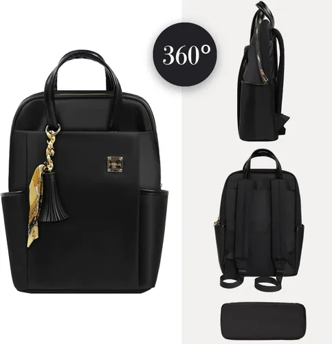 Miniatura 7 de Mochila para laptop para mujer, delgada de viaje, bolsa para computadora portátil de hasta 15.6 pulgadas, ligera, tamaño mediano, bolsa de trabajo