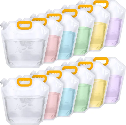 Tessco for you Paquete de 12 bolsas plegables de almacenamiento de agua de 1.3 galones, contenedor de agua, jarra de emergencia, bolsa de