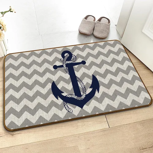 Miniatura 5 de Tapete de cocina con ancla azul marino náutico, para interiores y exteriores, para decoración náutica, entrada y hogar, tapete antideslizante