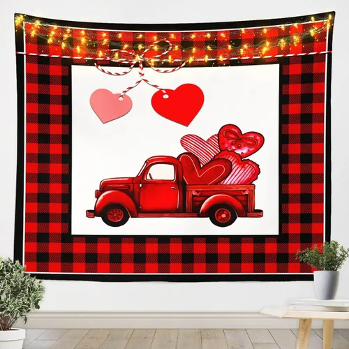 Miniatura 12 de Tapiz femenino de flores de rosas rojas, tapiz de pared para el día de San Valentín, decoración de habitación de niñas y mujeres, diseño de retazos