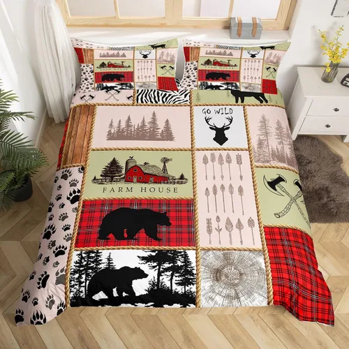Miniatura 20 de Juego de funda de edredón de diente de león, estrella de Texas occidental, para niños y niñas, funda de edredón de tablones de madera gris y blanco