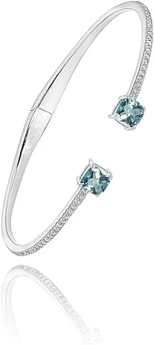 Miniatura 4 de B. BRILLIANT Sterling Silver Genuine, Created Gemstone & Synthetic White Sapphire Cushion-Cut Stackable Cuff Bangle Bracelet