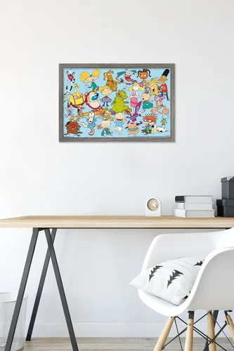 Miniatura 6 de Trends International Póster de pared de personajes de Nickelodeon, 14.725 x 22.375 pulgadas, versión enmarcada de madera de granero
